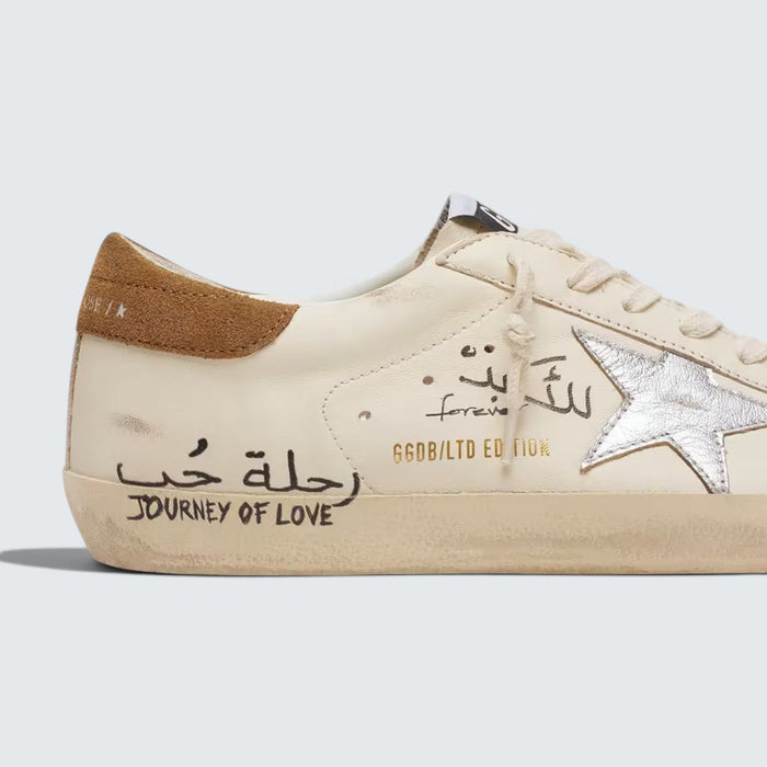 Golden Goose Super-Star in nappa with metallic silver star and all-over lettering