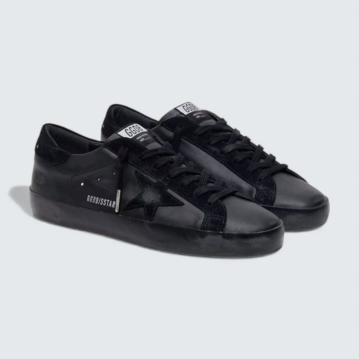 Golden Goose Super-Star in black nappa with black suede star and black heel tab