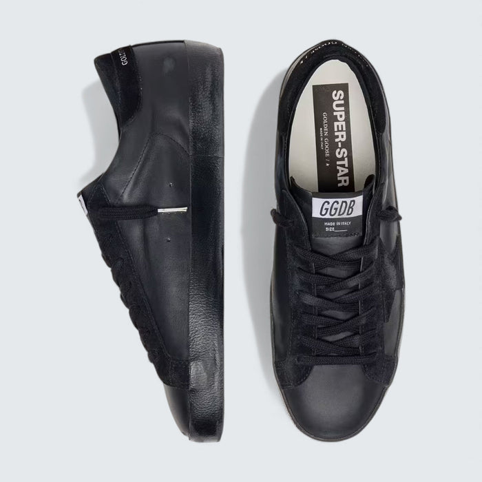 Golden Goose Super-Star in black nappa with black suede star and black heel tab