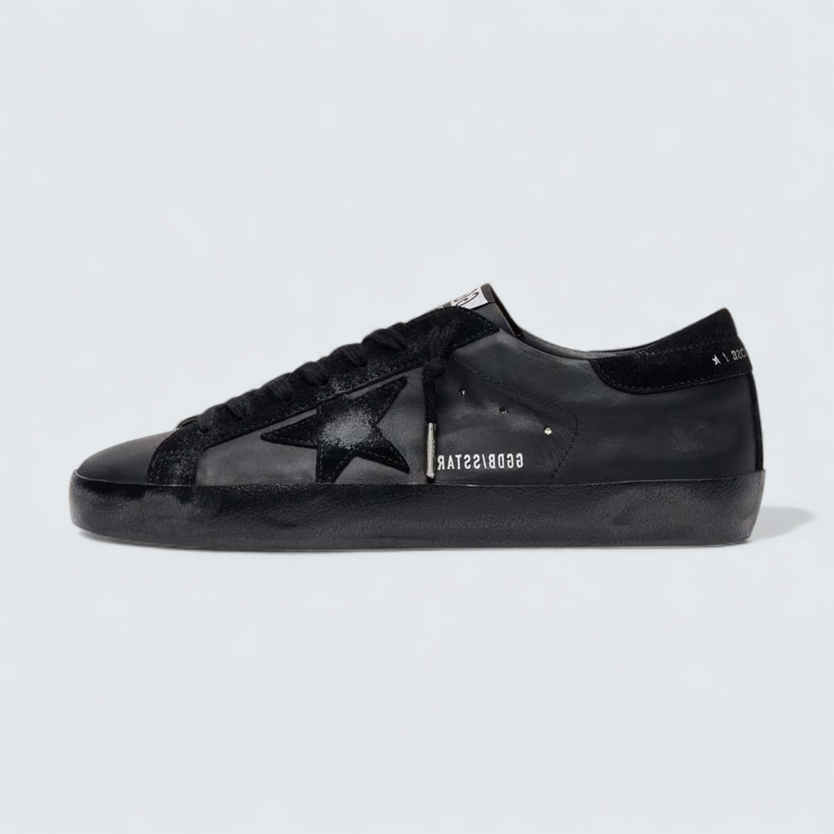 Golden Goose Super-Star in black nappa with black suede star and black heel tab