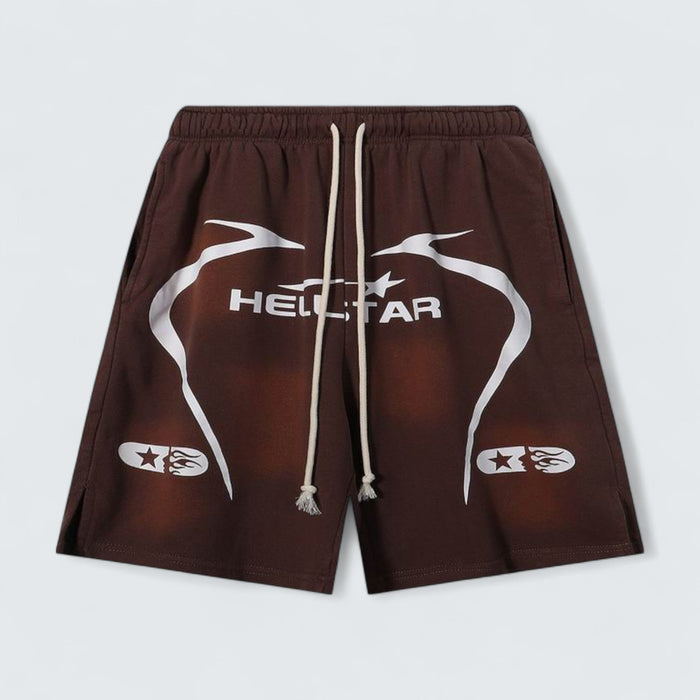 Hellstar Curve Logo Flame Shorts