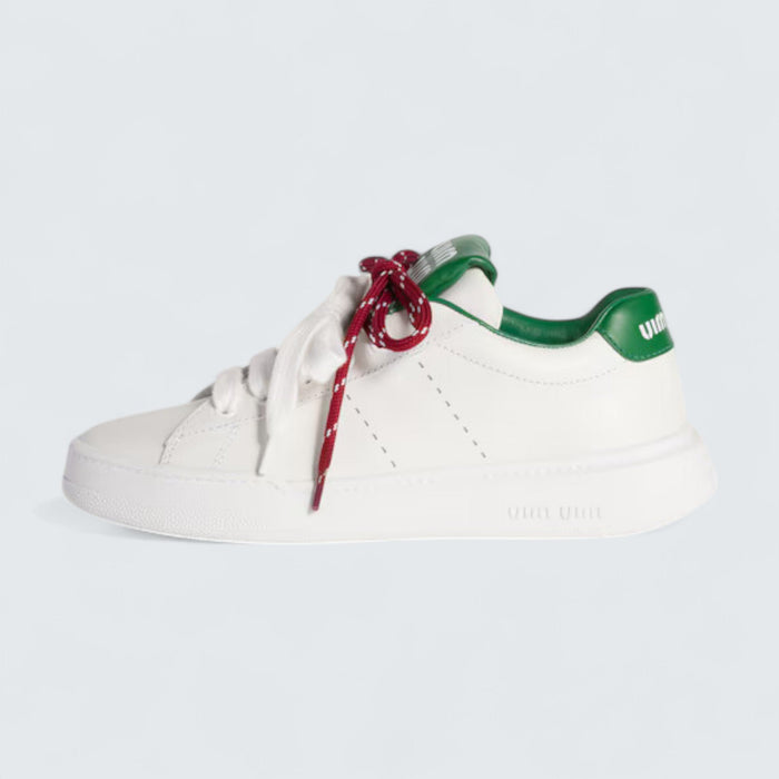 Miu Miu Leather Sneakers 'White/Green'