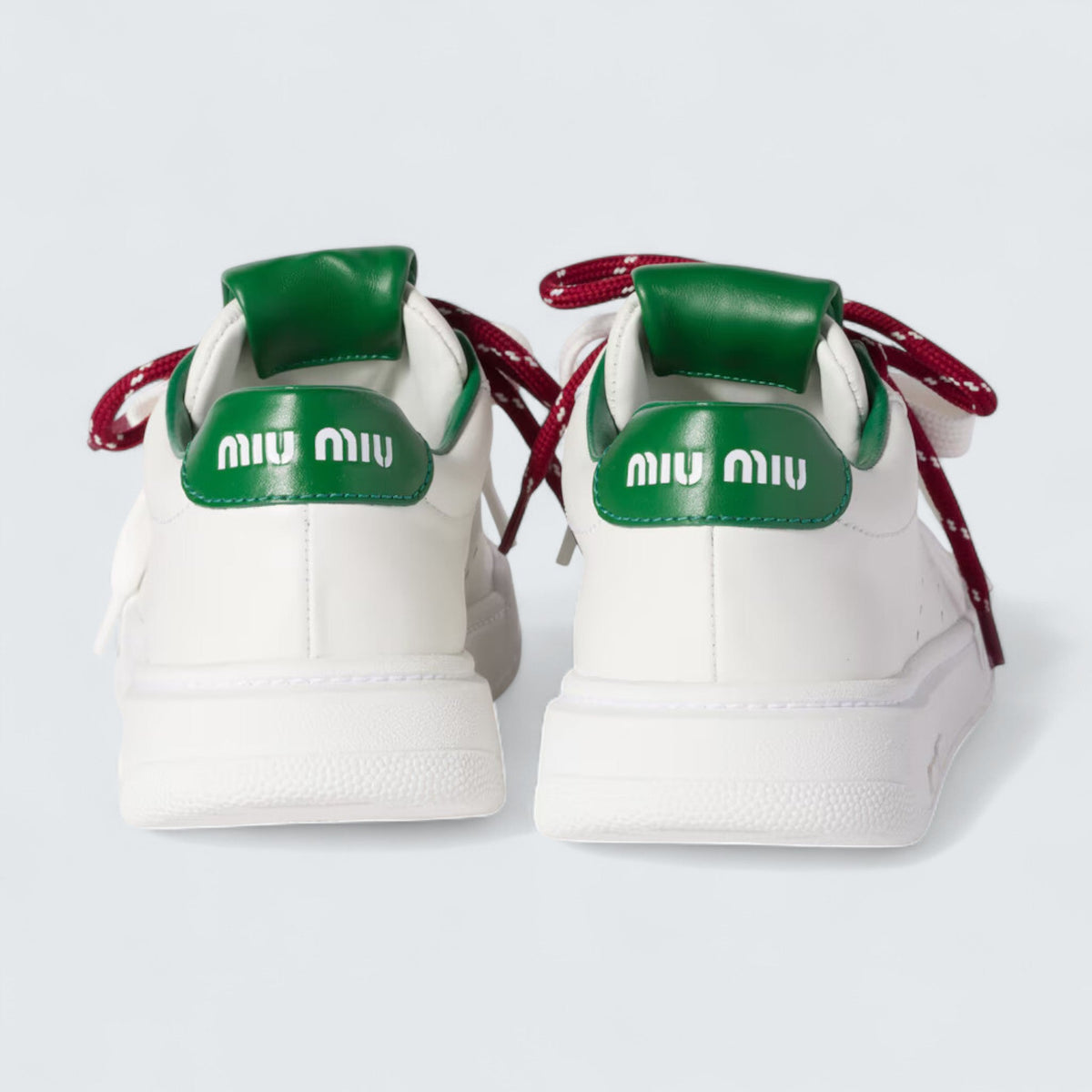Miu Miu Leather Sneakers 'White/Green'