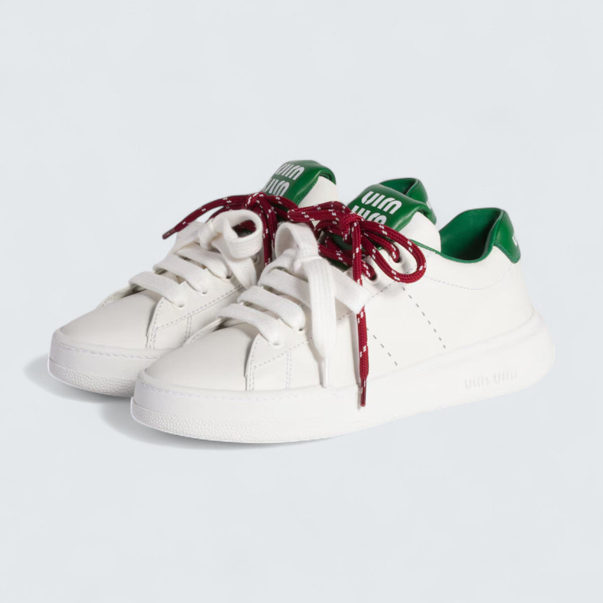 Miu Miu Leather Sneakers 'White/Green'
