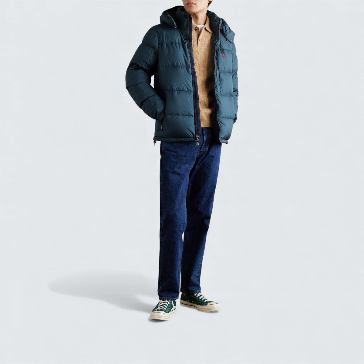 Polo Ralph Lauren Logo Embroidered Quilted Padded Shell Hooded Down Jacket