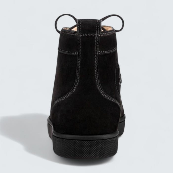 Christian Louboutin Lou Spikes Suede Black High-top Sneaker