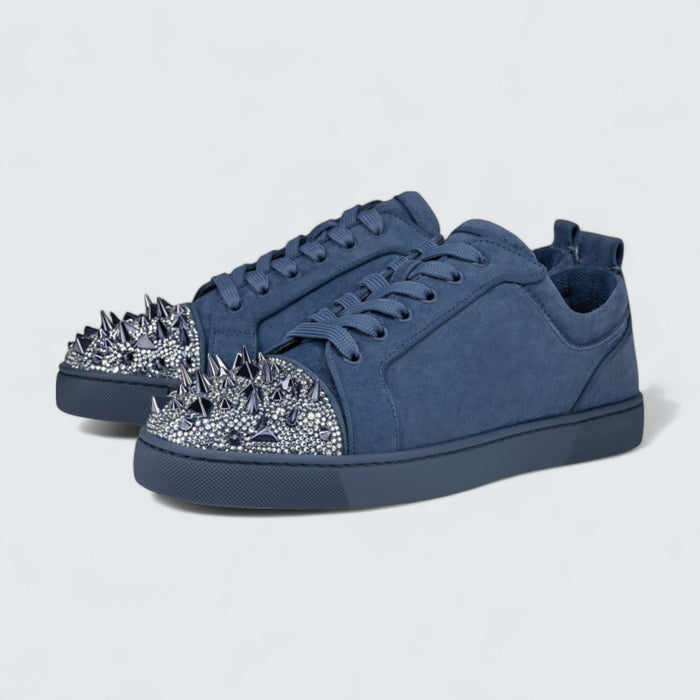 Christian Louboutin Louis Junior P Pik Pik Strass Veau Velours Spikes and Strass Denim