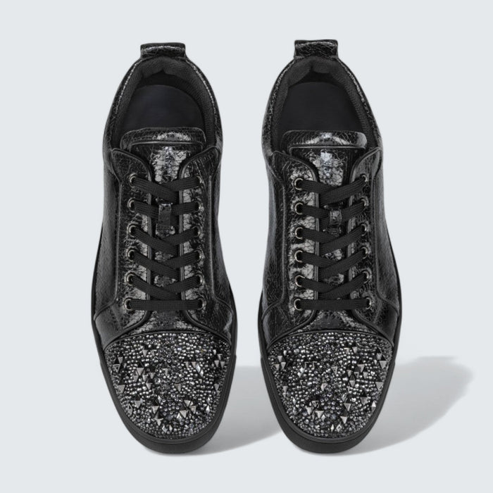 Christian Louboutin Louis Junior P Strass Eternity 'Star' Laminated Calf Leather and Spikes