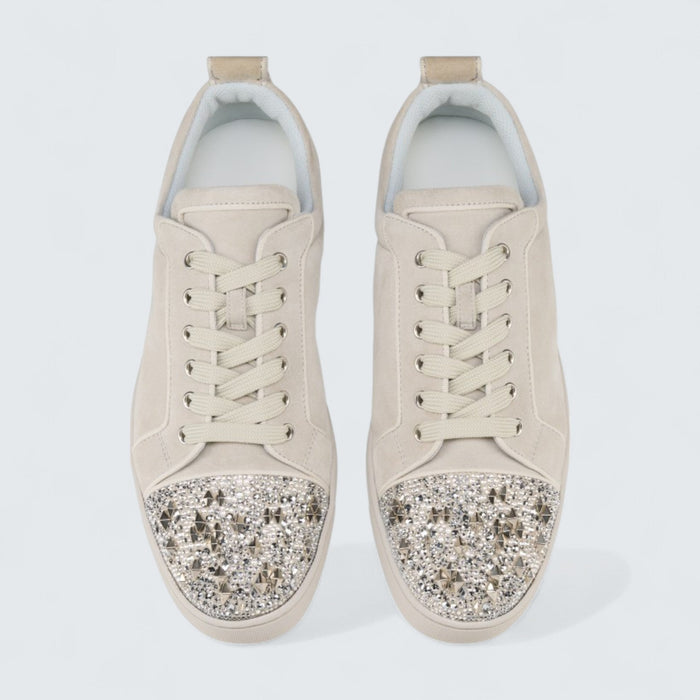 Christian Louboutin Louis Junior P Strass Eternity Veau Velours Albatre