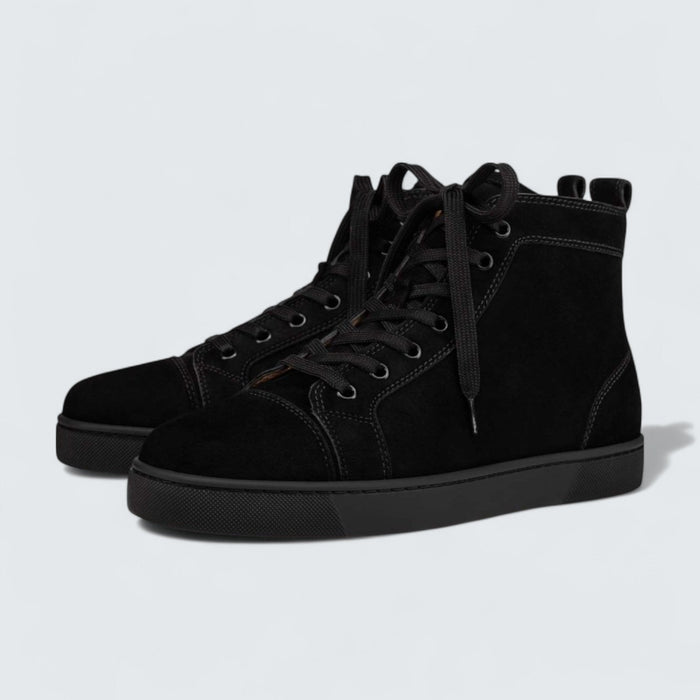 Christian Louboutin Louis Veau Velours Black High-Top Sneaker