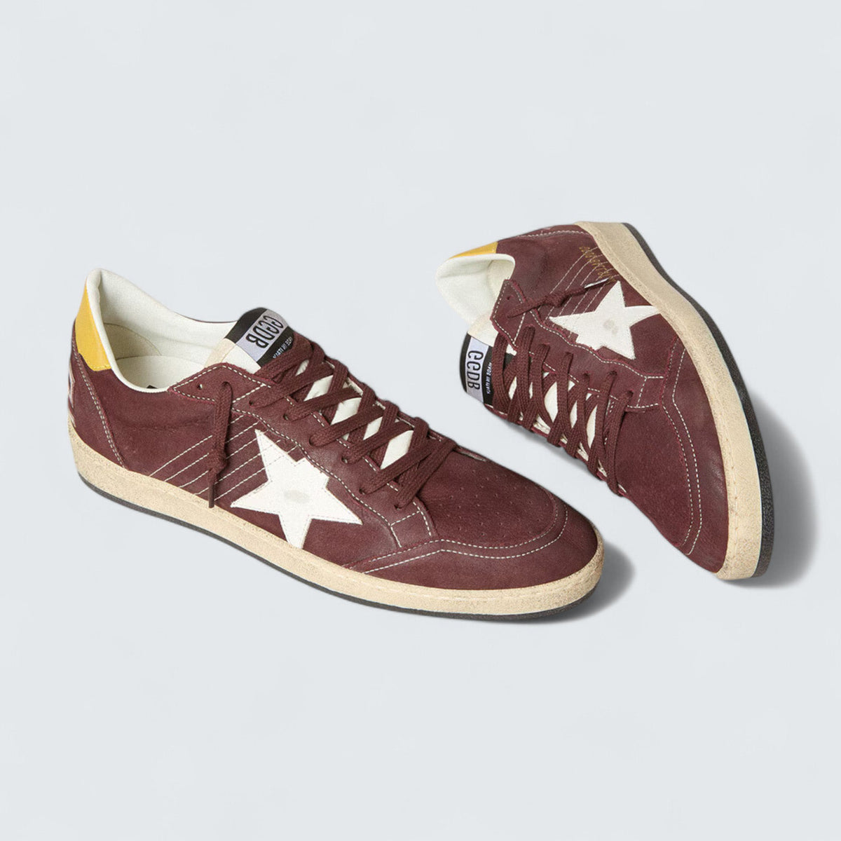 Golden Goose Ball Star 'Chocolate Nubuck with White Leather Star and Honey-Colored Leather Heel Tab'