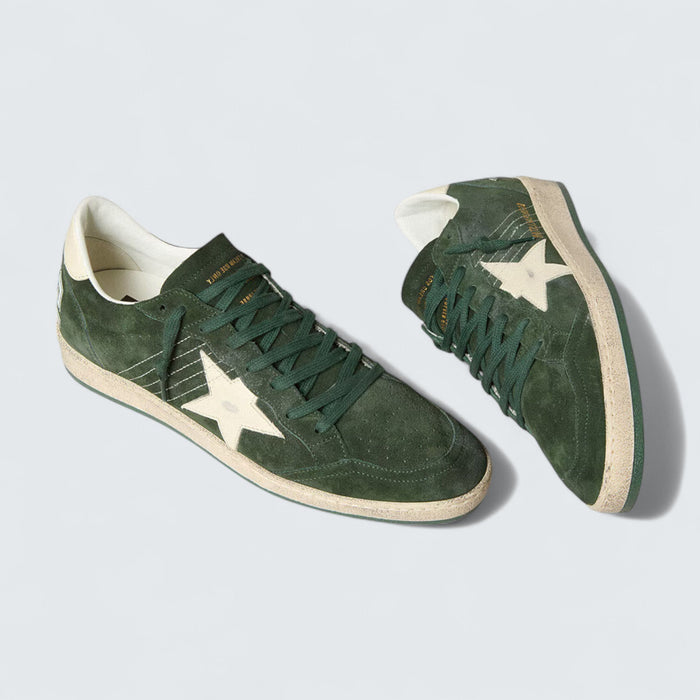 Golden Goose Ball Star 'Green Suede with White Leather Star and Heel Tab'