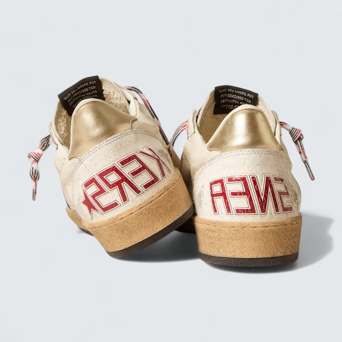 Golden Goose Ball Star 'White Nappa Leather with Blue Suede Star and Platinum Metallic Leather Heel Tab'