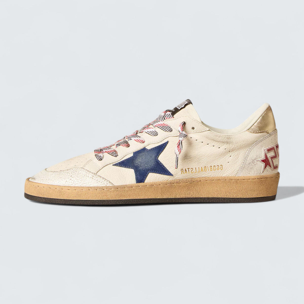 Golden Goose Ball Star 'White Nappa Leather with Blue Suede Star and Platinum Metallic Leather Heel Tab'