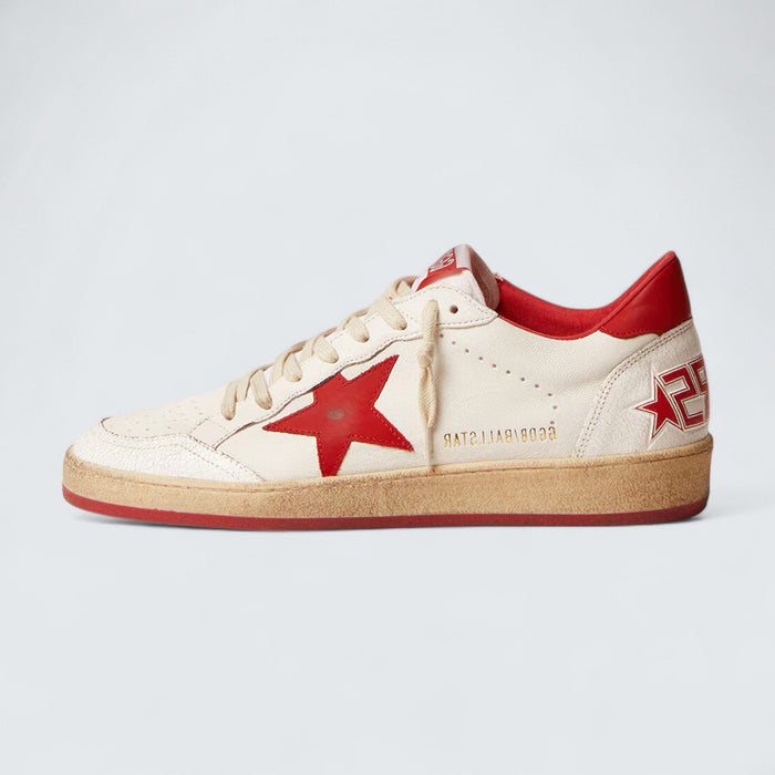 Golden Goose Ball Star 'Off-White Leather with Red Leather Star and Red Leather Heel Tab'