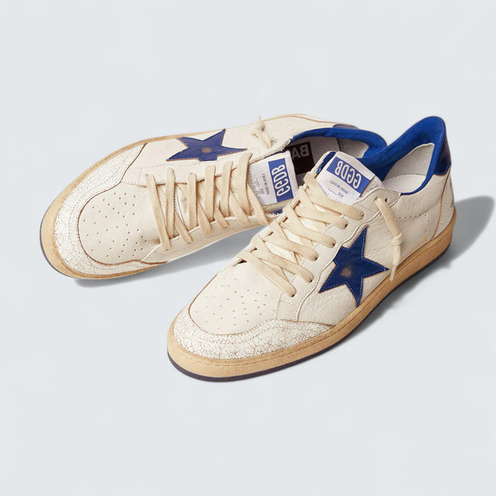 Golden Goose Ball Star 'White Nappa Leather with Light Blue Laminated Leather Star and Heel Tab'