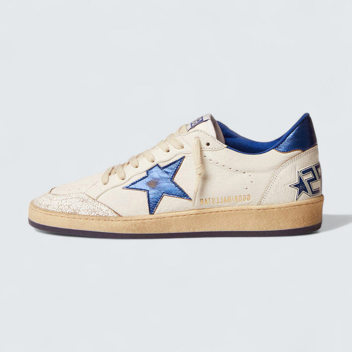 Golden Goose Ball Star 'White Nappa Leather with Light Blue Laminated Leather Star and Heel Tab'