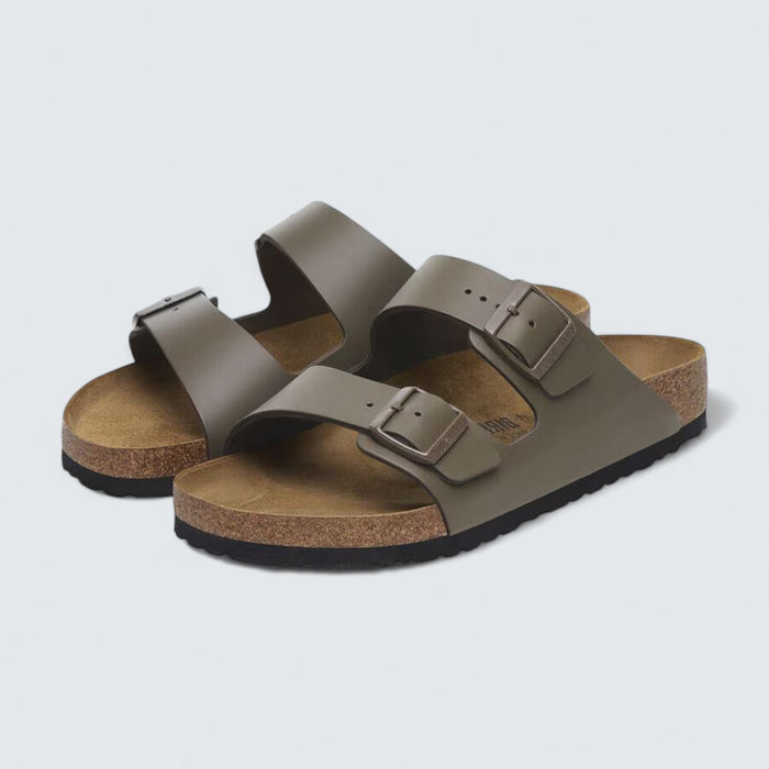 Birkenstock Arizona 'Concrete Gray Natural Leather'