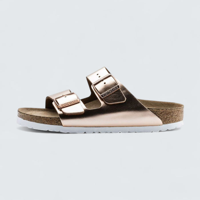 Birkenstock Arizona 'Metallic Copper Natural Leather'