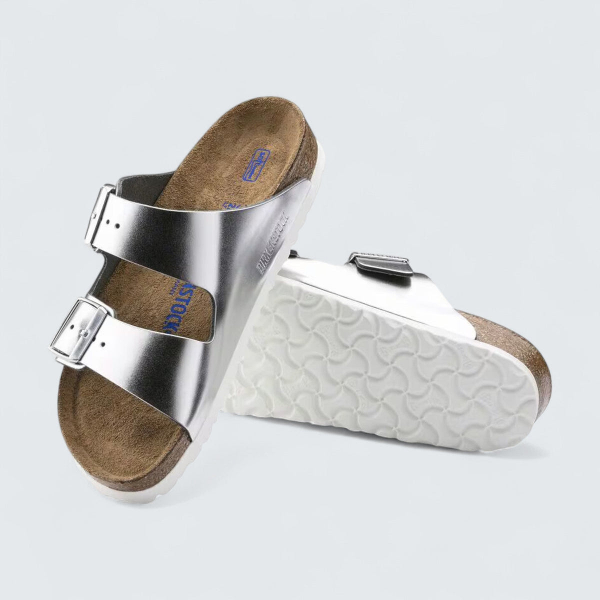 Birkenstock Arizona 'Metallic Silver Natural Leather'