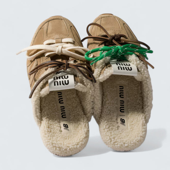 Miu Miu x New Balance 530 SL Bleached Suede Sneaker Mules 'Ecru'