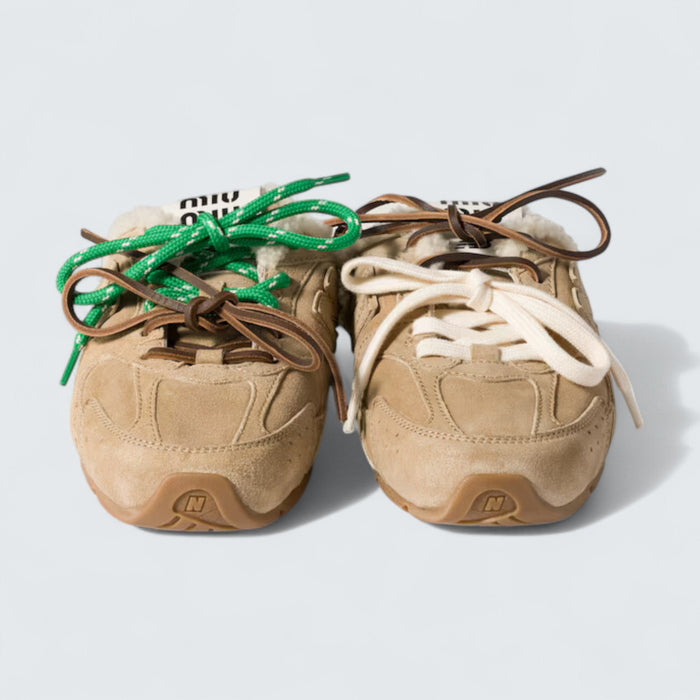 Miu Miu x New Balance 530 SL Bleached Suede Sneaker Mules 'Ecru'