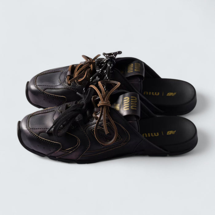 Miu Miu x New Balance 530 SL Deco Calf Leather Mules 'Black'
