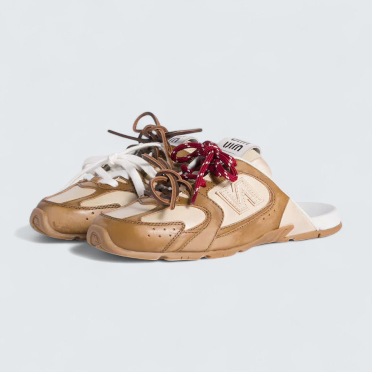 Miu Miu x New Balance 530 SL Deco Calf Leather Mules 'Cinnamon/Travertine Gray'
