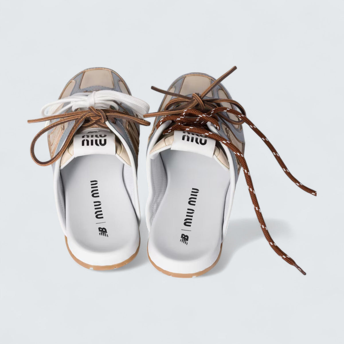 Miu Miu x New Balance 530 SL Deco Calf Leather Mules 'Sky Blue/Travertine Gray'