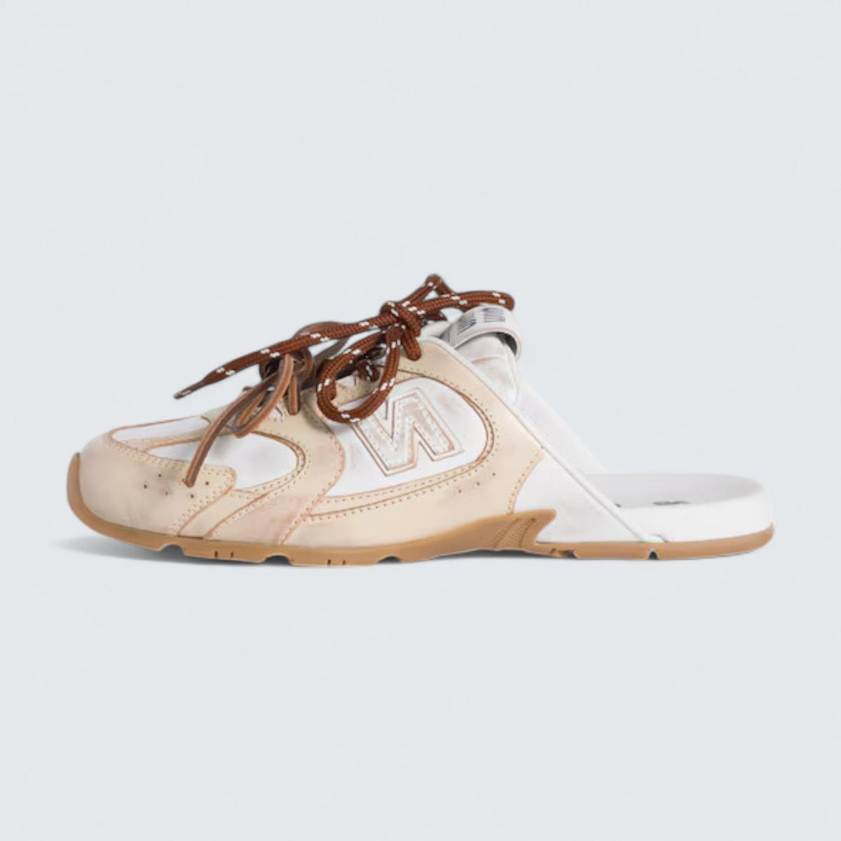 Miu Miu x New Balance 530 SL Deco Calf Leather Mules 'Travertine Gray/White'