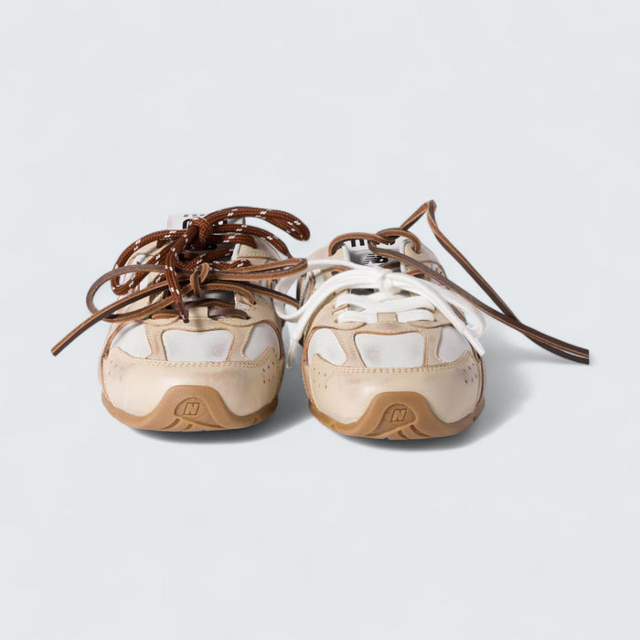 Miu Miu x New Balance 530 SL Deco Calf Leather Mules 'Travertine Gray/White'