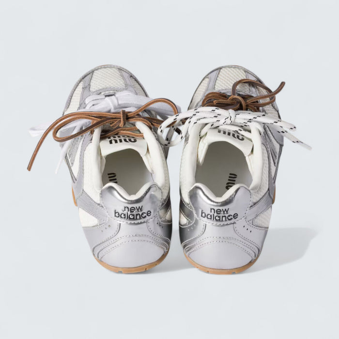 Miu Miu x New Balance 530 SL Metallic Leather and Mesh Sneakers 'Silver'
