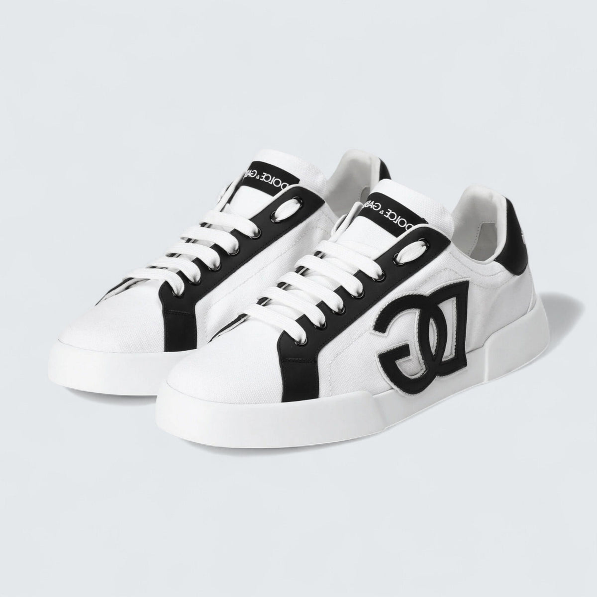 Dolce & Gabbana D&G Portofino Light Strobel Sneakers In Canvas And Calfskin