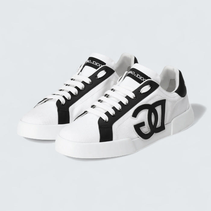 Dolce & Gabbana D&G Portofino Light Strobel Sneakers In Canvas And Calfskin