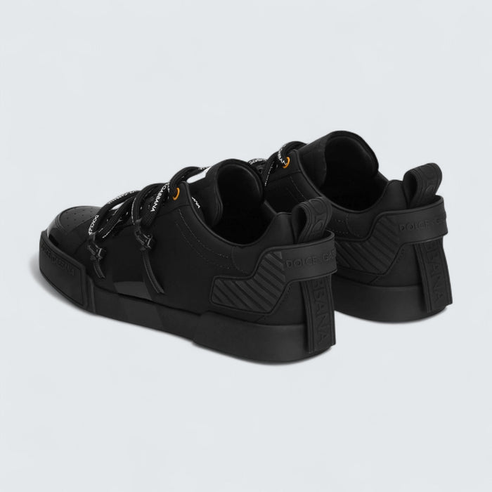 Dolce & Gabbana D&G Portofino Sneakers in Calfskin and Patent Leather 'Black'