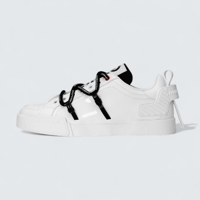 Dolce & Gabbana D&G Portofino Sneakers in Calfskin and Patent Leather 'White'