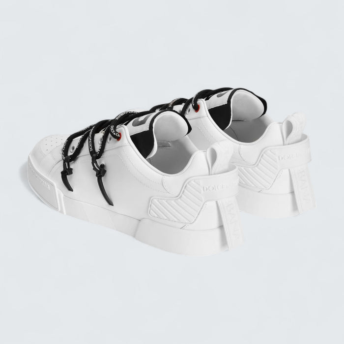 Dolce & Gabbana D&G Portofino Sneakers in Calfskin and Patent Leather 'White'