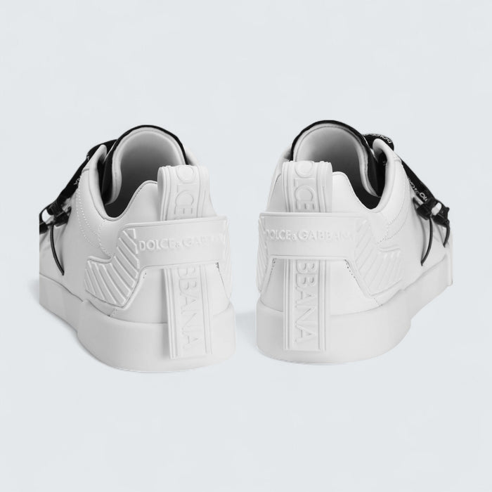 Dolce & Gabbana D&G Portofino Sneakers in Calfskin and Patent Leather 'White'