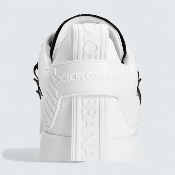 Dolce & Gabbana D&G Portofino Sneakers in Calfskin and Patent Leather 'White'