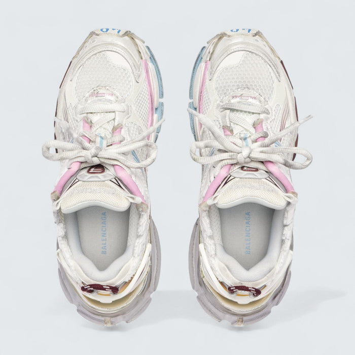 Balenciaga Runner Gradient Sneaker in White, Brown, Blue, Pink and Grey Mesh, Polyurethane and Polyester