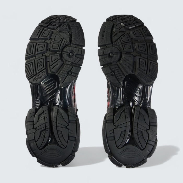 Balenciaga Runner Graffiti Sneaker in Black and Red Mesh and Nylon