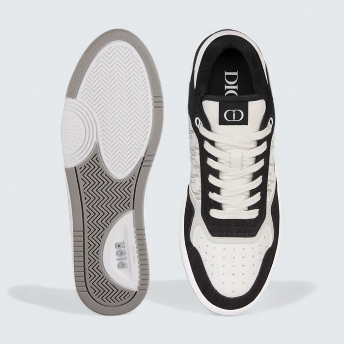 B27 Uptown Low-Top Sneaker 'White Smooth Calfskin, Black Denim and White Dior Oblique Galaxy Leather'