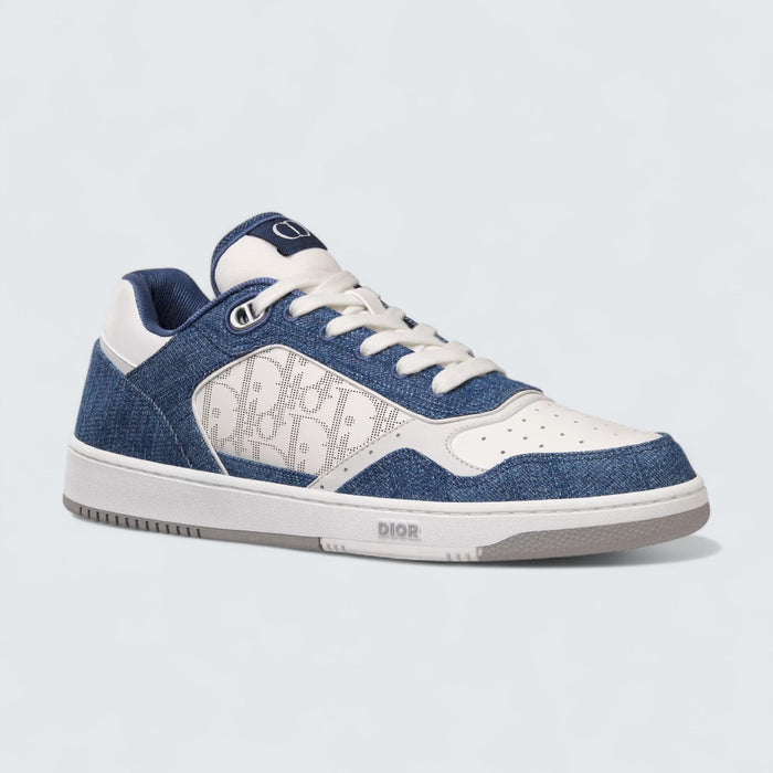 B27 Uptown Low-Top Sneaker 'White Smooth Calfskin, Blue Denim and White Dior Oblique Galaxy Leather'