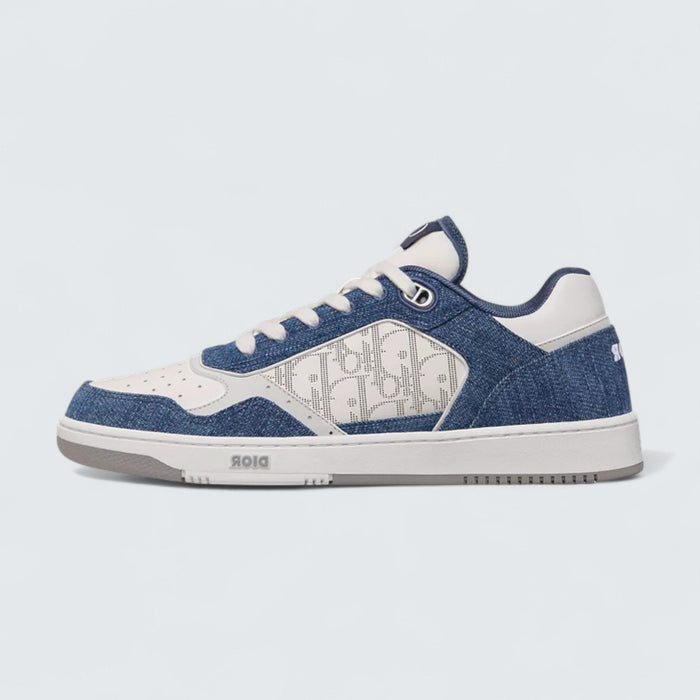 B27 Uptown Low-Top Sneaker 'White Smooth Calfskin, Blue Denim and White Dior Oblique Galaxy Leather'