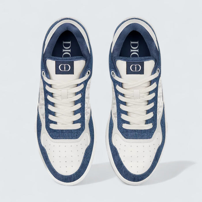 B27 Uptown Low-Top Sneaker 'White Smooth Calfskin, Blue Denim and White Dior Oblique Galaxy Leather'