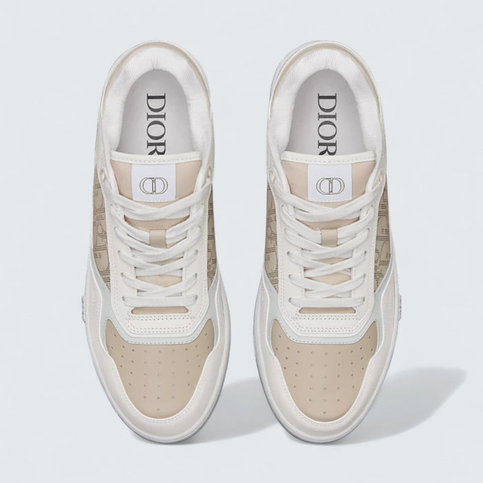 B27 Uptown Low-Top Sneaker 'White and Beige Smooth Calfskin with Beige Dior Oblique Galaxy Leather'