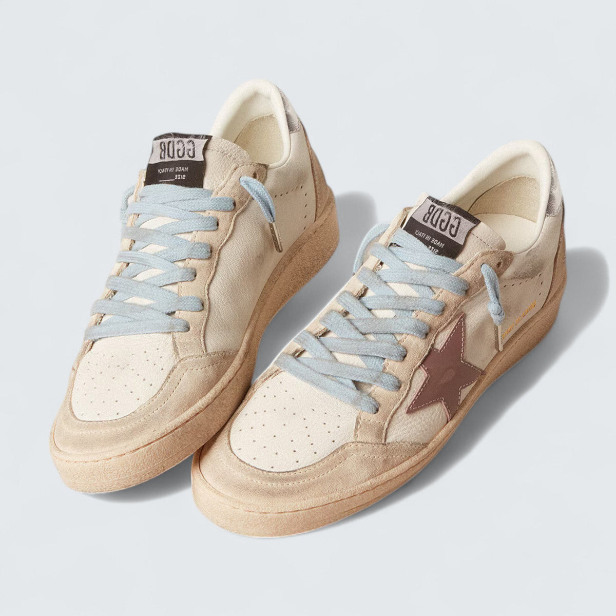 Golden Goose Ball Star LTD 'White Nappa and Pearl Suede with Mauve Leather Star'