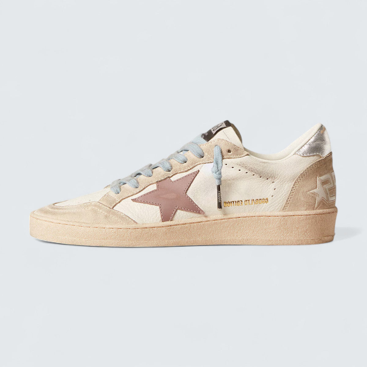 Golden Goose Ball Star LTD 'White Nappa and Pearl Suede with Mauve Leather Star'
