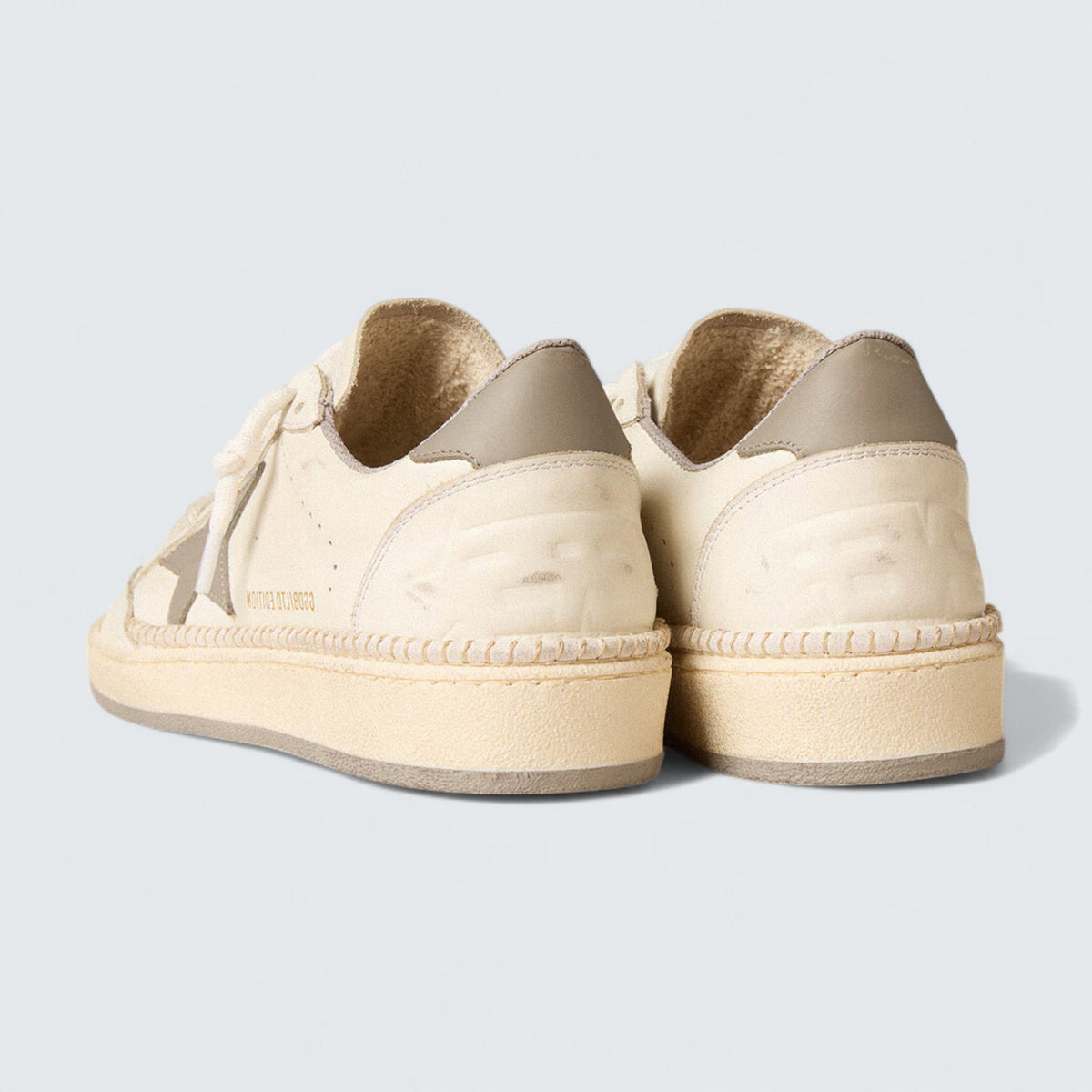 Golden Goose Ball Star LTD 'Off-White Nappa with Gray Leather Star, Heel Tab, and Contrast Stitching'