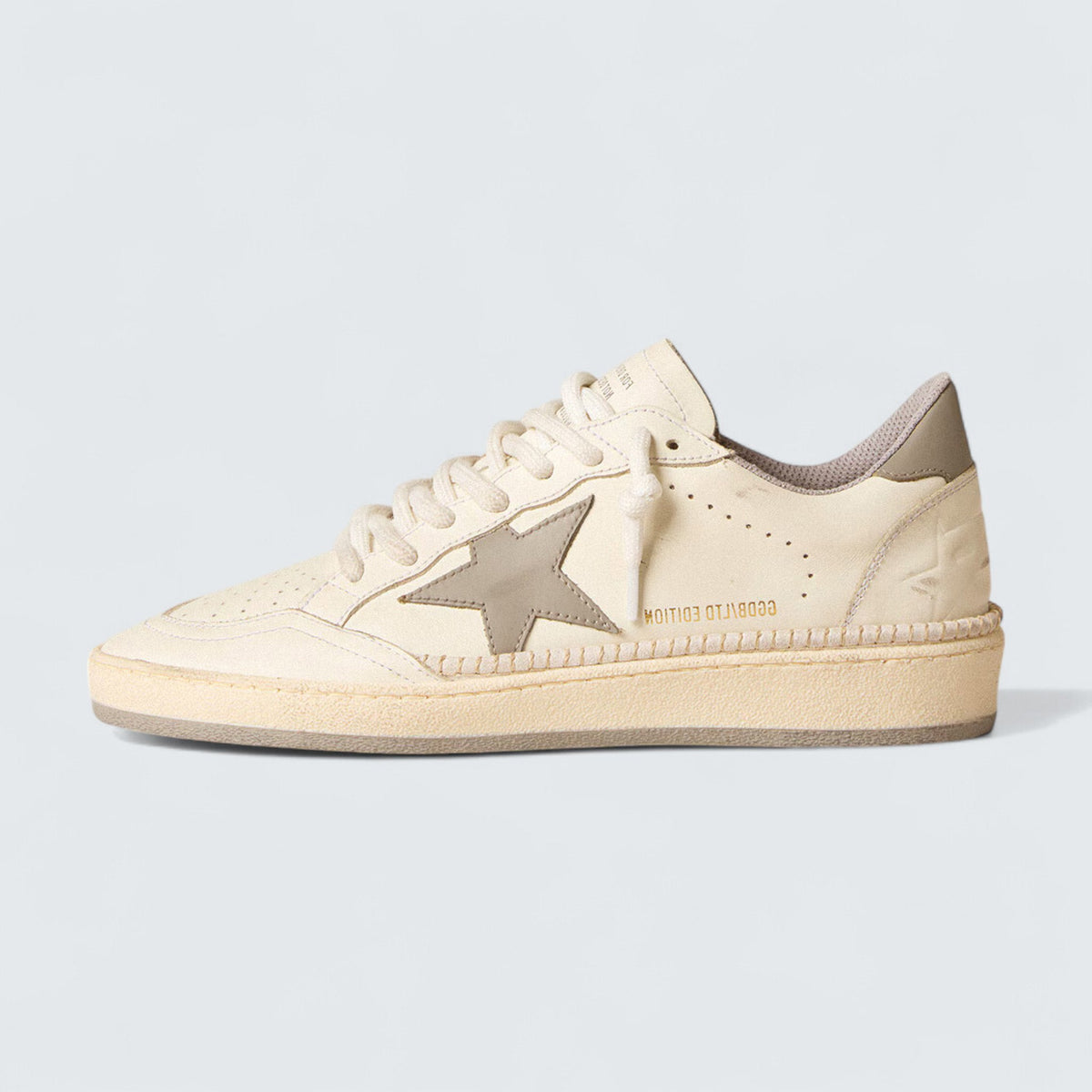 Golden Goose Ball Star LTD 'Off-White Nappa with Gray Leather Star, Heel Tab, and Contrast Stitching'